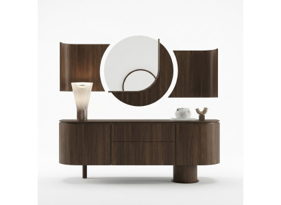 Bequem Braun Kommode mit Spiegel Stilvoll Anrichte Esszimmermöbel Sideboard