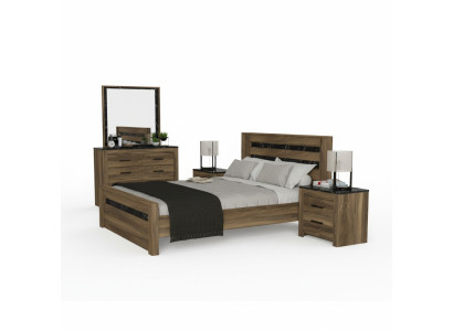 Schlafzimmer Set Bett+2x Nachttische+Kommode Stilvolle 4tlg Braun Luxus Möbel