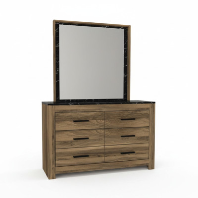 Schlafzimmer Kommode mit Spiegel modernen Stil elegante Möbel braune Holzmöbel