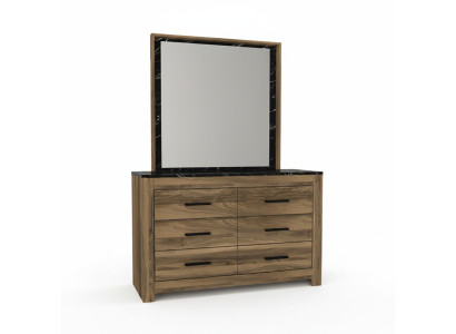 Schlafzimmer Kommode mit Spiegel modernen Stil elegante Möbel braune Holzmöbel