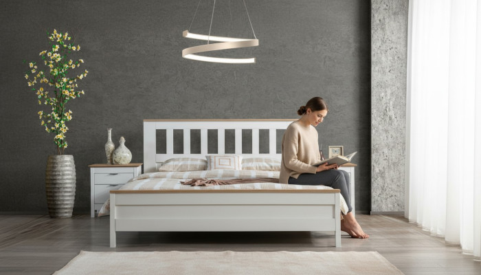 Schlafzimmer Möbel Nachttisch Nachttisch Bett Komplett Weiß Set 3tlg.