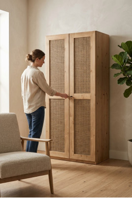 Kleiderschrank Schrank Wandschrank Garderobe Schlafzimmer Modern Braun 90cm