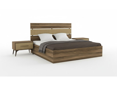 Schlafzimmer Schlafzimmereinrichtung Möbel Bett Nachttische Holzoptik 3tlg