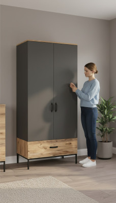 Kleiderschrank Kindezimmer Moderne Möbel Holz Luxus Design Grau Jugendmöbel