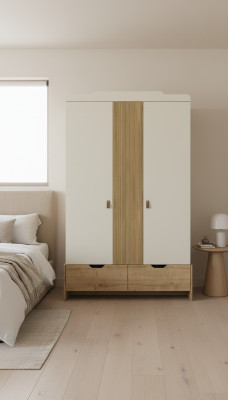 Kleiderschrank Jugendzimmer Schrank Schränke Möbel Weiß Holz Luxus Design Beige
