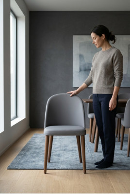 Esszimmer Moderne Design Textil Blau Stuhl Armlehne Polsterstuhl Luxus Möbel