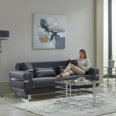 Stoffsofa Polstersofa Dreisitzer Sofa Grau Luxus Couch 3 Sitzer Couchen