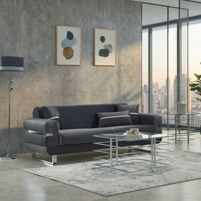 Stoffsofa Polstersofa Dreisitzer Sofa Grau Luxus Couch 3 Sitzer Couchen