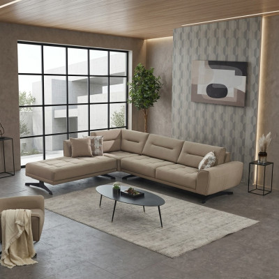Ecksofa L form Sofa Polstersofa Stoffsofa Beige Couch Moderne Eck
