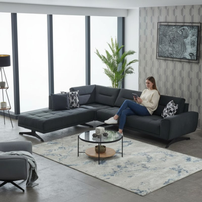 Stoffsofa Ecksofa L form Sofa Polstersofa Grau Couch Moderne Eck