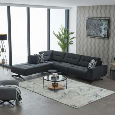 Stoffsofa Ecksofa L form Sofa Polstersofa Grau Couch Moderne Eck