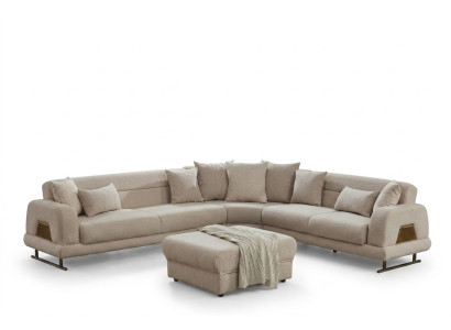 Ecksofa L form Sofa Polstersofa Stoffsofa Beige Couch Moderne Eck