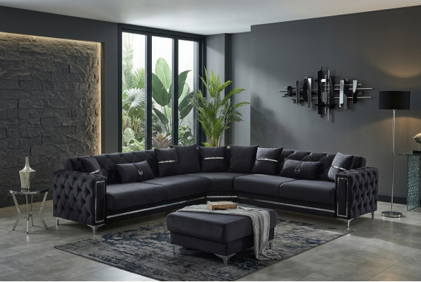 Ecksofa L form Sofa Polstersofa Stoffsofa Schwarz Couch Moderne Eck