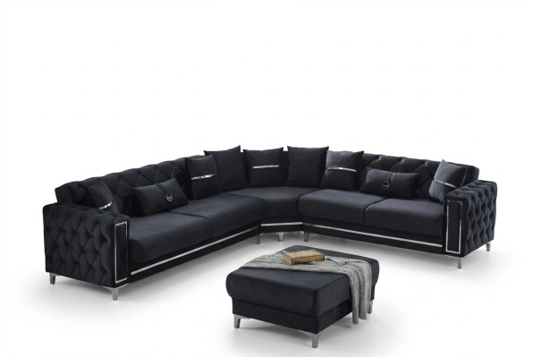 Ecksofa L form Sofa Polstersofa Stoffsofa Schwarz Couch Moderne Eck