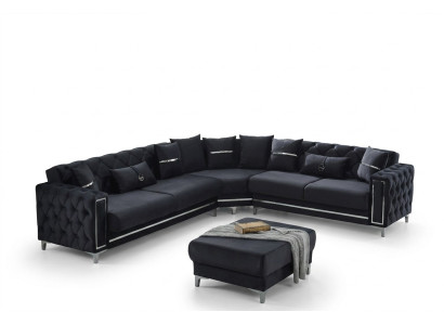 Ecksofa L form Sofa Polstersofa Stoffsofa Schwarz Couch Moderne Eck