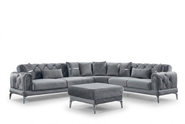 Stoffsofa Ecksofa L form Sofa Polstersofa Grau Couch Moderne Eckgarnitur