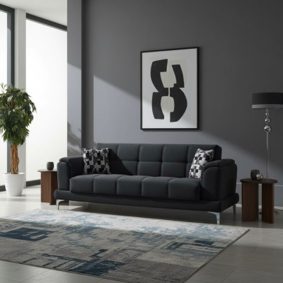 Stoffsofa Dreisitzer Couch 3 Sitzer Sofa Polstersofa Schwarz Couchen