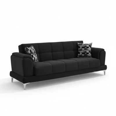 Stoffsofa Dreisitzer Couch 3 Sitzer Sofa Polstersofa Schwarz Couchen