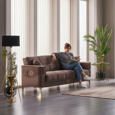 Stoffsofa Polstersofa Couch Dreisitzer 3 Sitzer Braun Sofa Design
