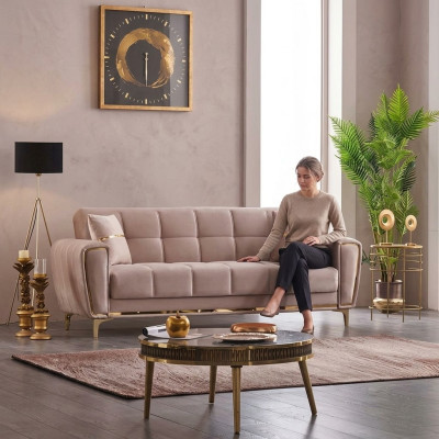 Stoffsofa Dreisitzer Polstersofa Couch 3 Sitzer Beige Sofa Design