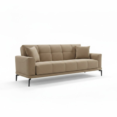 Beige Couch Dreisitzer Polstersofa Design 3 Sitzer Stoffsofa Sofa