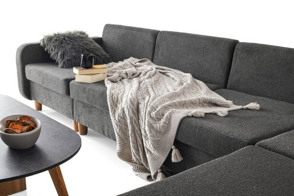 Ecksofa L-Form Sofa Grau Stoffsofa Polstersofa Großes Couch Design