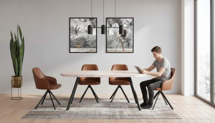 Essgruppe Essecke Esstisch Stühle Gruppe 5tlg Esszimmer Braun Tisch