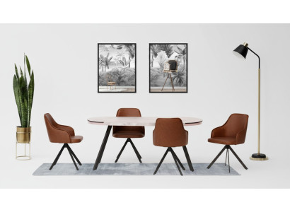 Essgruppe Essecke Esstisch Stühle Gruppe 5tlg Esszimmer Braun Tisch