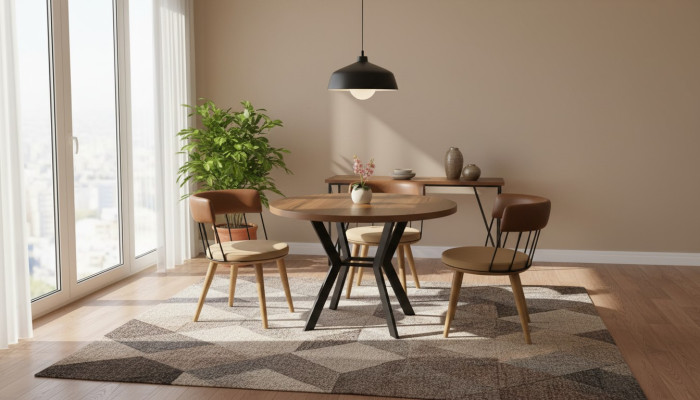 Esszimmermöbel Essgruppe Essecke Esstisch Stühle 5tlg Braun Tisch