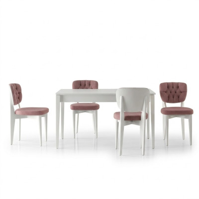 Esstisch Ausziehbar Essecke Essgruppe Stühle 5tlg Esszimmer Weiß Tisch