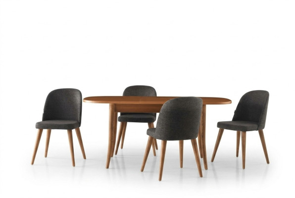 Esszimmermöbel Essgruppe Essecke Esstisch Stühle 5tlg Braun Tisch