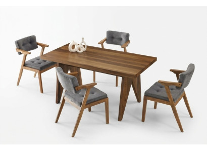 Esszimmer Essgruppe Essecke Holztisch Esstisch Stühle Set 7tlg Braun