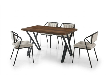 Esszimmer Essgruppe Essecke Holztisch Esstisch Stühle Set 7tlg Braun