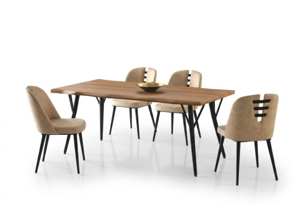 Essgruppe Essecke Holztisch Esstisch Stühle Set 7tlg Braun Esszimmer