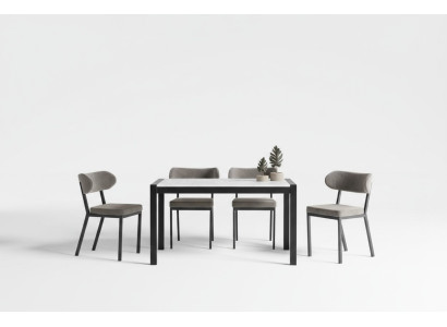 Essgruppe Essecke Holztisch Esstisch Stühle Set 7tlg Grau Esszimmer