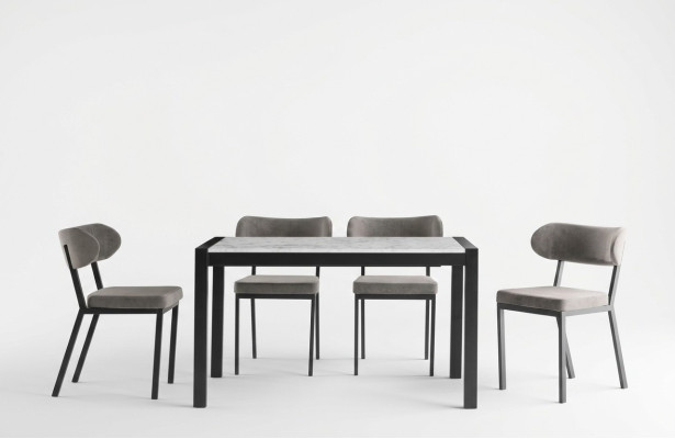 Essgruppe Esszimmer Tisch Essecke Esstisch Holztisch Stühle 5tlg Grau