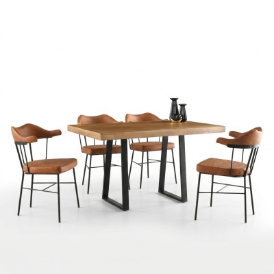 Esszimmermöbel Essgruppe Essecke Esstisch Stühle 7tlg Braun Tisch