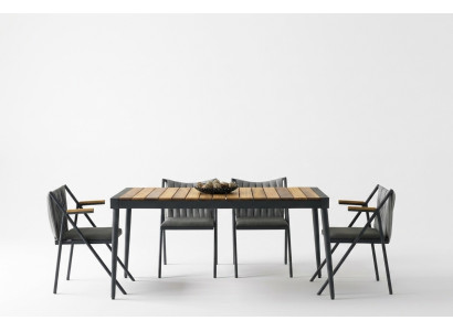 Esszimmer Essgruppe Essecke Holztisch Esstisch Stühle Set 5tlg Grau