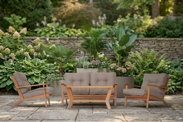 Gartenmöbel Sitzgruppe Sofa Holz Sitzer Grau Couchtisch Set 4tlg