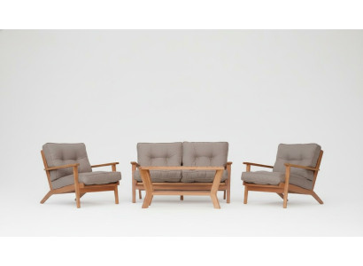Gartenmöbel Sitzgruppe Sofa Holz Sitzer Grau Couchtisch Set 4tlg