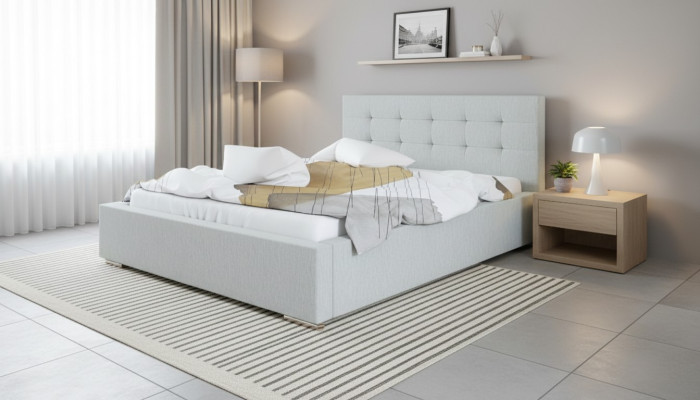 Schlafzimmer Betten Kunstleder Luxus Bett Bettkasten 180 x 200 cm Grau Neu