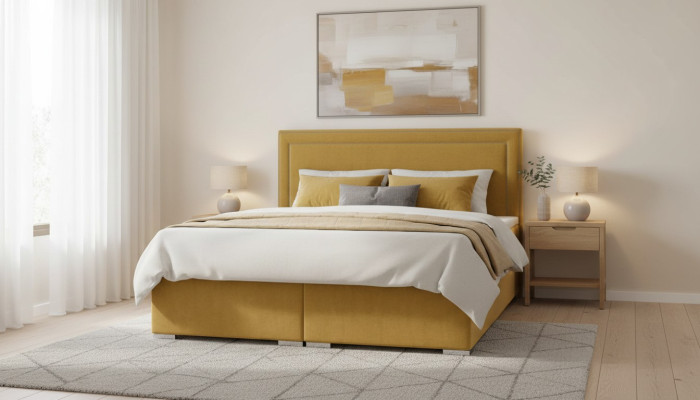 Bett Gelb Polster Design Luxus Doppel Hotel Betten 160x200cm Schlaf Zimmer Neu