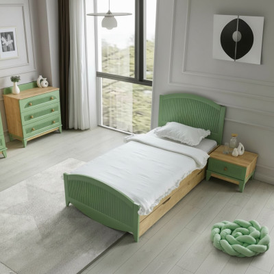 Schlafzimmer Jugendzimmer Set Kinderzimmer Bett Nachttisch Kommode 3tlg Neu