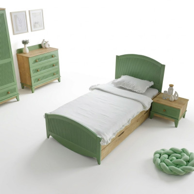 Schlafzimmer Jugendzimmer Set Kinderzimmer Bett Nachttisch Kommode 3tlg Neu