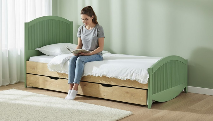 Bett Betten Naturholz Massiv Kinder Jugend Holzbett + Bettkasten Neu Lagerware