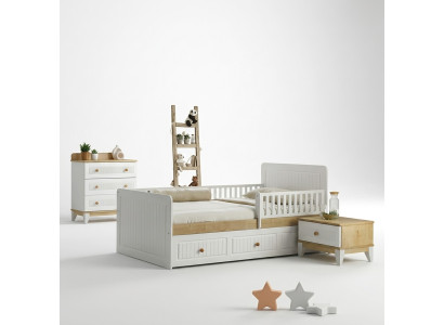 Bett + Nachttisch Schlafzimmer Jugendzimmer Kinderzimmer Set Möbel Schwarz 2tlg.