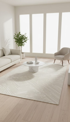 Teppich Wohnzimmerteppich Kurz Flor Weiß Linien Einfarbig Unifarben Teppiche