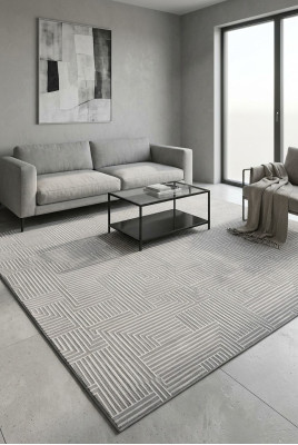 Teppich Kurzflor Abstrakter Geometrisches Grau Muster Flur Foyer Veranda