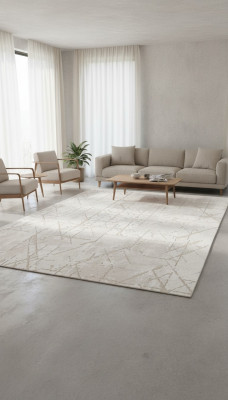 Teppich Kurzflor Weiß Linien Muster Unifarben Schlafzimmer Wohnzimmer Teppiche
