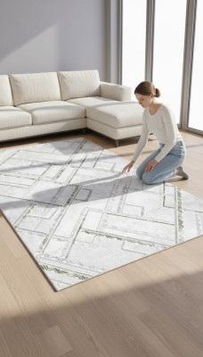 Teppich Bodenteppich Wohnzimmerteppich Kurzflor Abstrakter Muster Grau Teppiche